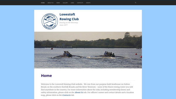 Screenshot of the Lowestoft Rowing Club website