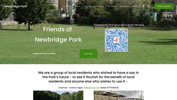 Screenshot of the Friends Of Newbridge Park website