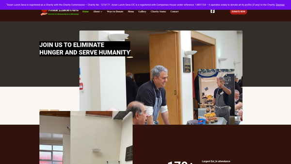Screenshot of the Asian Lunch Seva website