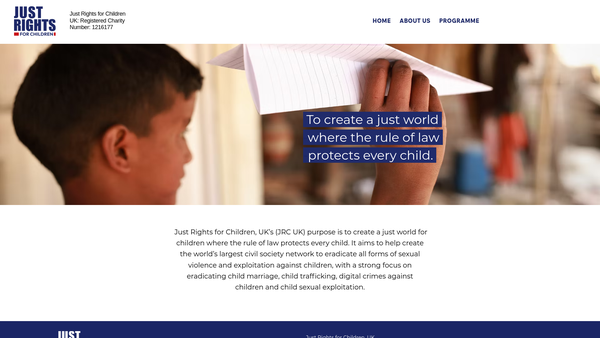 Screenshot of the Just Rights For Children, UK website
