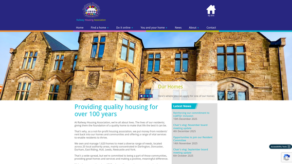 Screenshot of the Railway Housing Association And Benefit Fund website