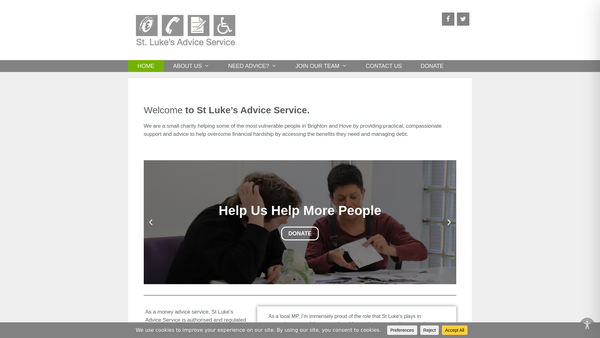 Screenshot of the St Luke's Advice Service website