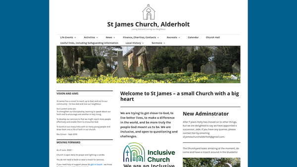 Screenshot of the The Parochial Church Council Of The Ecclesiastical Parish Of St James, Alderholt website