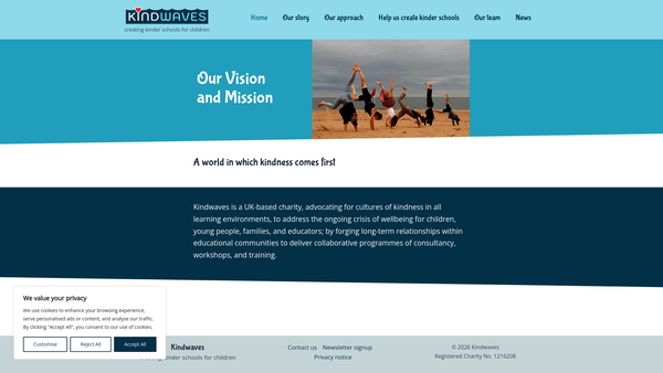 Screenshot of the Kindwaves website