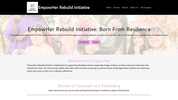 Screenshot of the Empowher Rebuild Initiative website