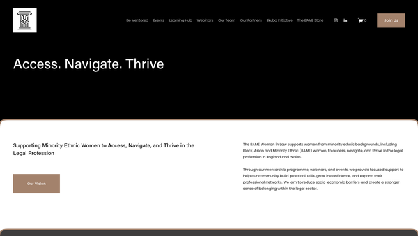 Screenshot of the The Bame Woman In Law website
