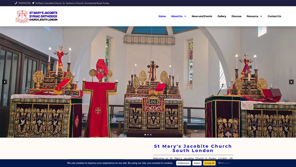 Screenshot of the St. Mary's Jacobite Syriac Orthodox Church, South London website