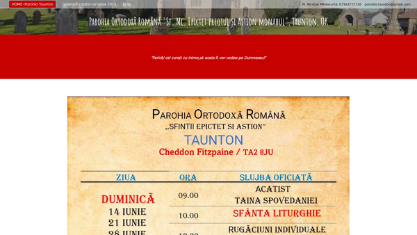 Screenshot of the Romanian Orthodox Church Taunton website
