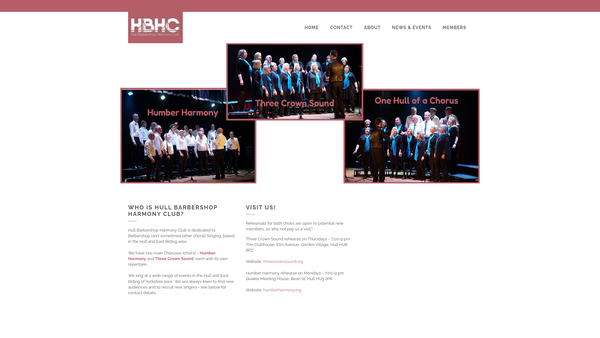 Screenshot of the Hull Barbershop Harmony Club website
