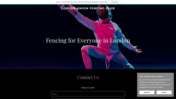 Screenshot of the London Union Fencing Club website