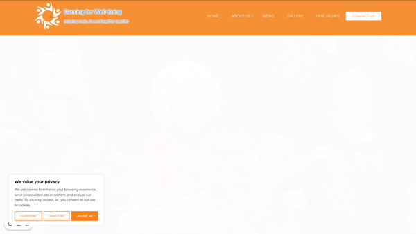 Screenshot of the Dancing For Well-Being website