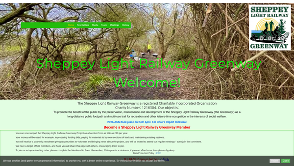 Screenshot of the Sheppey Light Railway Greenway website