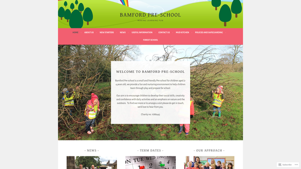 Screenshot of the Bamford Pre-School Playgroup website