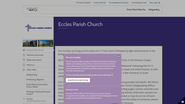 Screenshot of the Eccles Parish Church St Mary's Pcc website