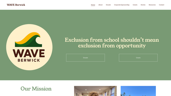 Screenshot of the Wave Berwick website