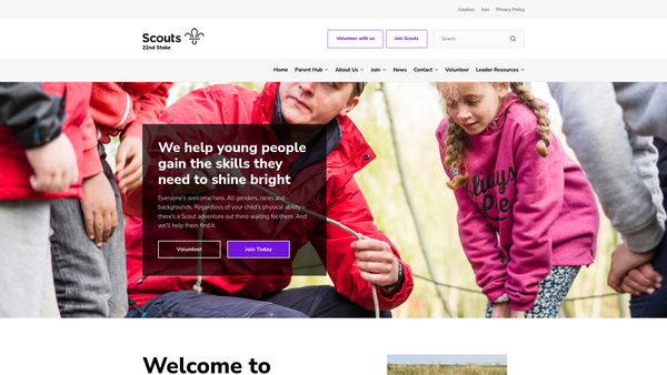 Screenshot of the 22nd Stoke Scout Group website