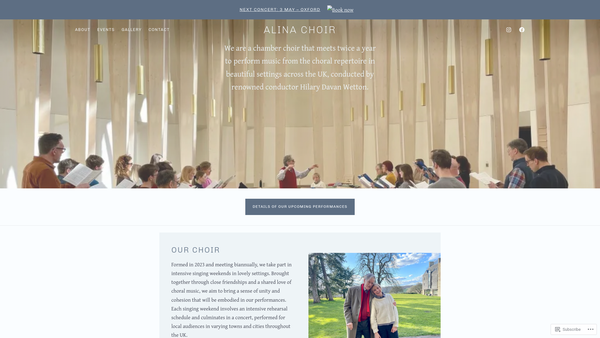 Screenshot of the Alina Choir website