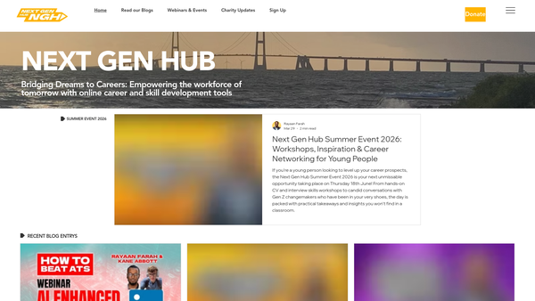 Screenshot of the Next Generation Hub website