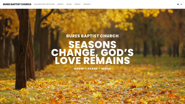 Screenshot of the Bures Baptist Church website