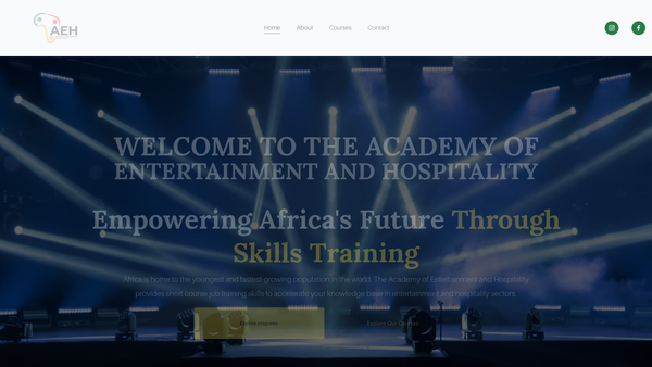 Screenshot of the The Academy Of Entertainment And Hospitality website