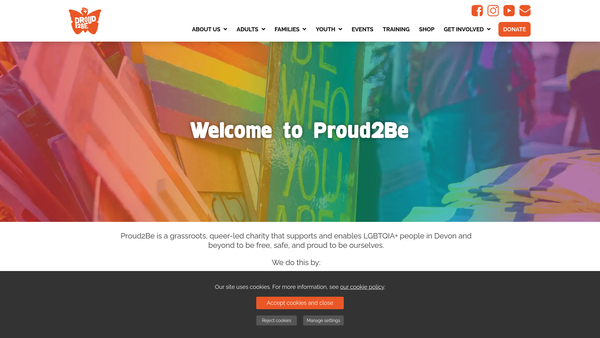 Screenshot of the Proud2be website