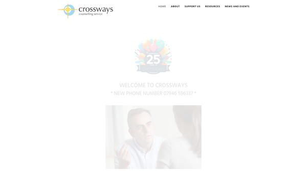 Screenshot of the Crossways Counselling Service website