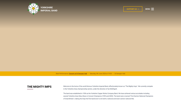 Screenshot of the Yorkshire Imperial Band Association website