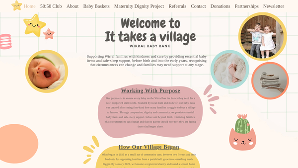 Screenshot of the IT Takes A Village - Wirral Babybank website