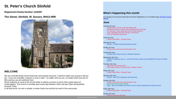 Screenshot of the St Peter's Slinfold Pcc website