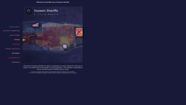 Screenshot of the Hussein Shariffe Foundation website