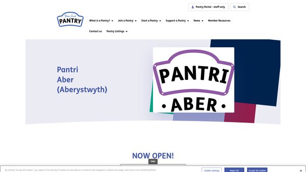 Screenshot of the Pantri Aber (Aber Pantry) website