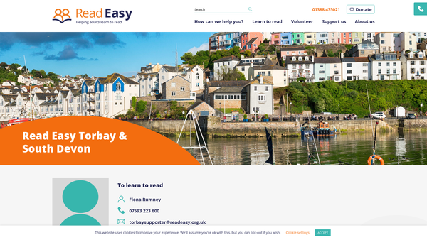 Screenshot of the Read Easy Torbay And South Devon website