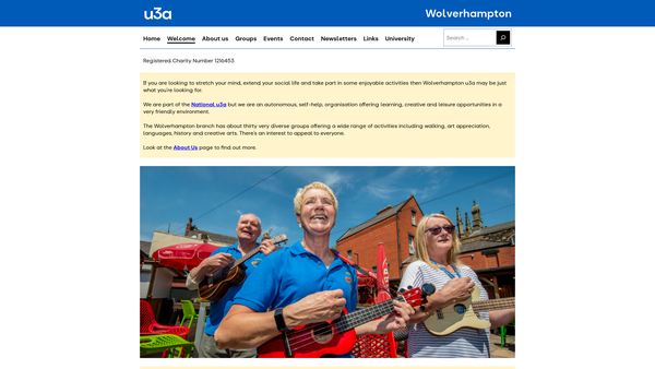 Screenshot of the Wolverhampton U3A website