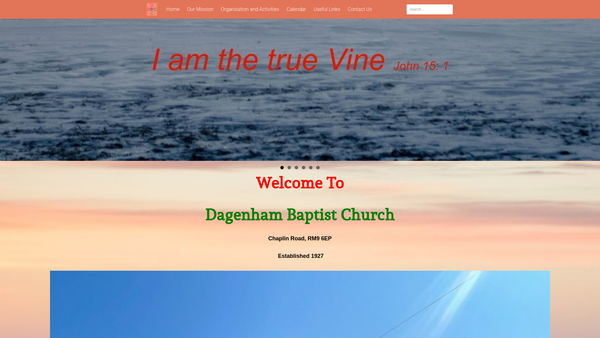 Screenshot of the Dagenham Baptist Church website