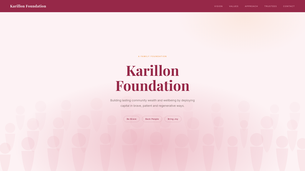 Screenshot of the Karillon Foundation website
