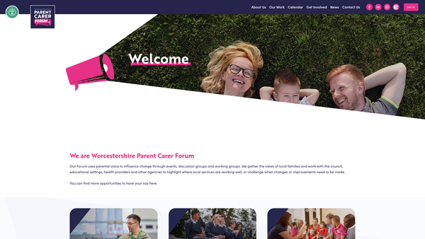 Screenshot of the Worcestershire Parent Carer Forum website
