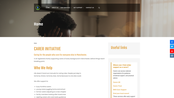 Screenshot of the Carer Initiative website
