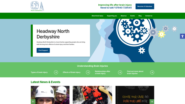 Screenshot of the Headway North Derbyshire website