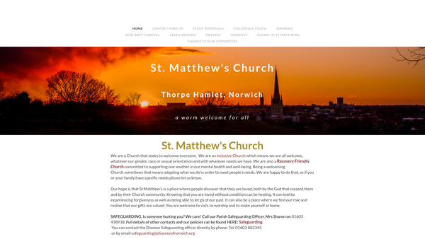 Screenshot of the The Parochial Church Council Of The Ecclesiastical Parish Of St Matthews Thorpe Hamlet website
