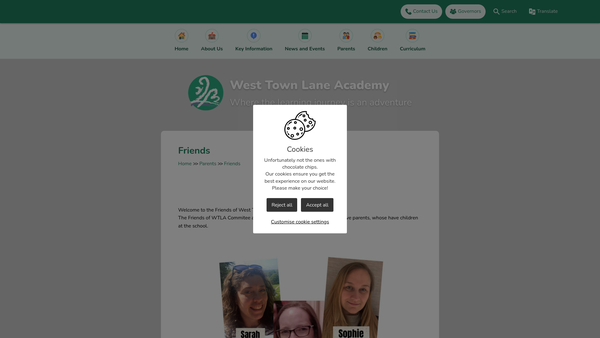 Screenshot of the Friends Of School At West Town Lane Academy website