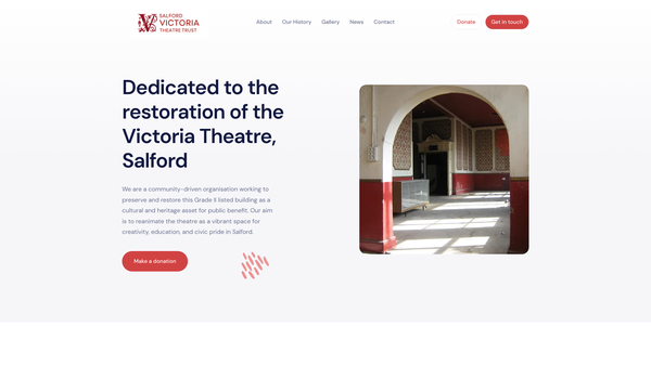 Screenshot of the Salford Victoria Theatre Trust website