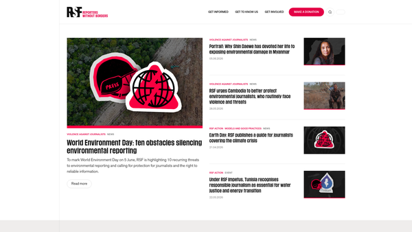 Screenshot of the Reporters Without Borders (UK) website