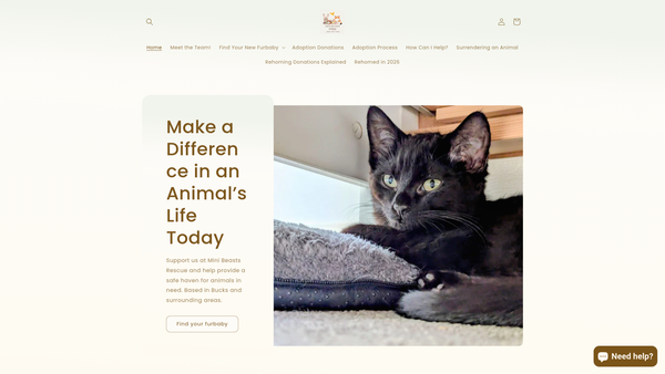 Screenshot of the Mini Beasts Rescue website
