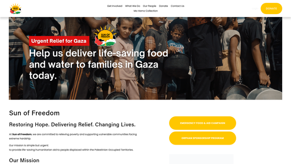 Screenshot of the Sun Of Freedom website