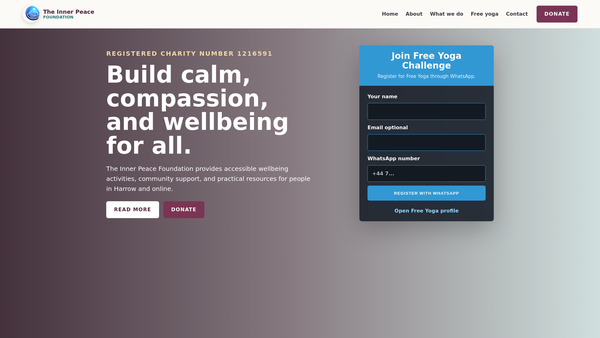 Screenshot of the The Inner Peace Foundation website