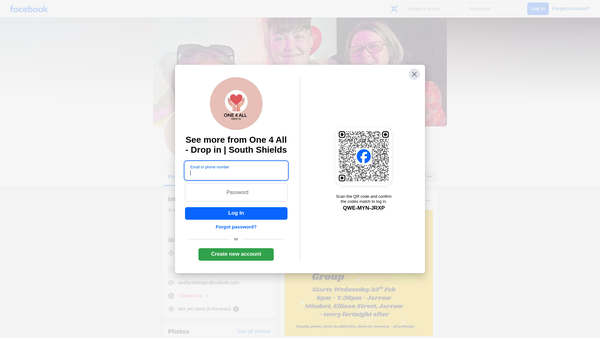 Screenshot of the One4all Drop In website