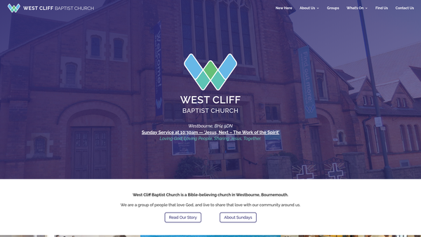 Screenshot of the West Cliff Baptist Church website