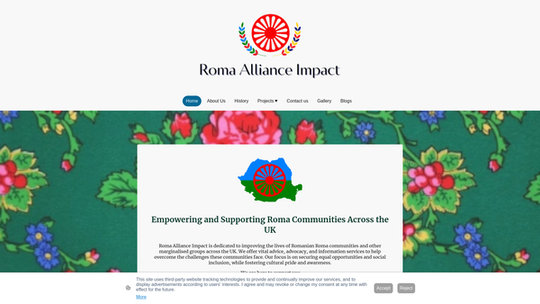 Screenshot of the Roma Alliance Impact website