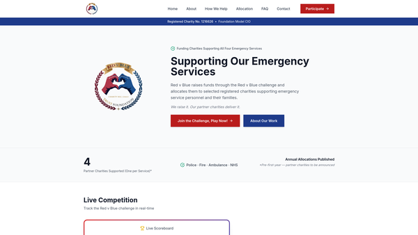 Screenshot of the Red V Blue website