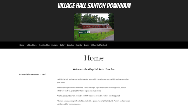 Screenshot of the Village Hall Santon Downham website